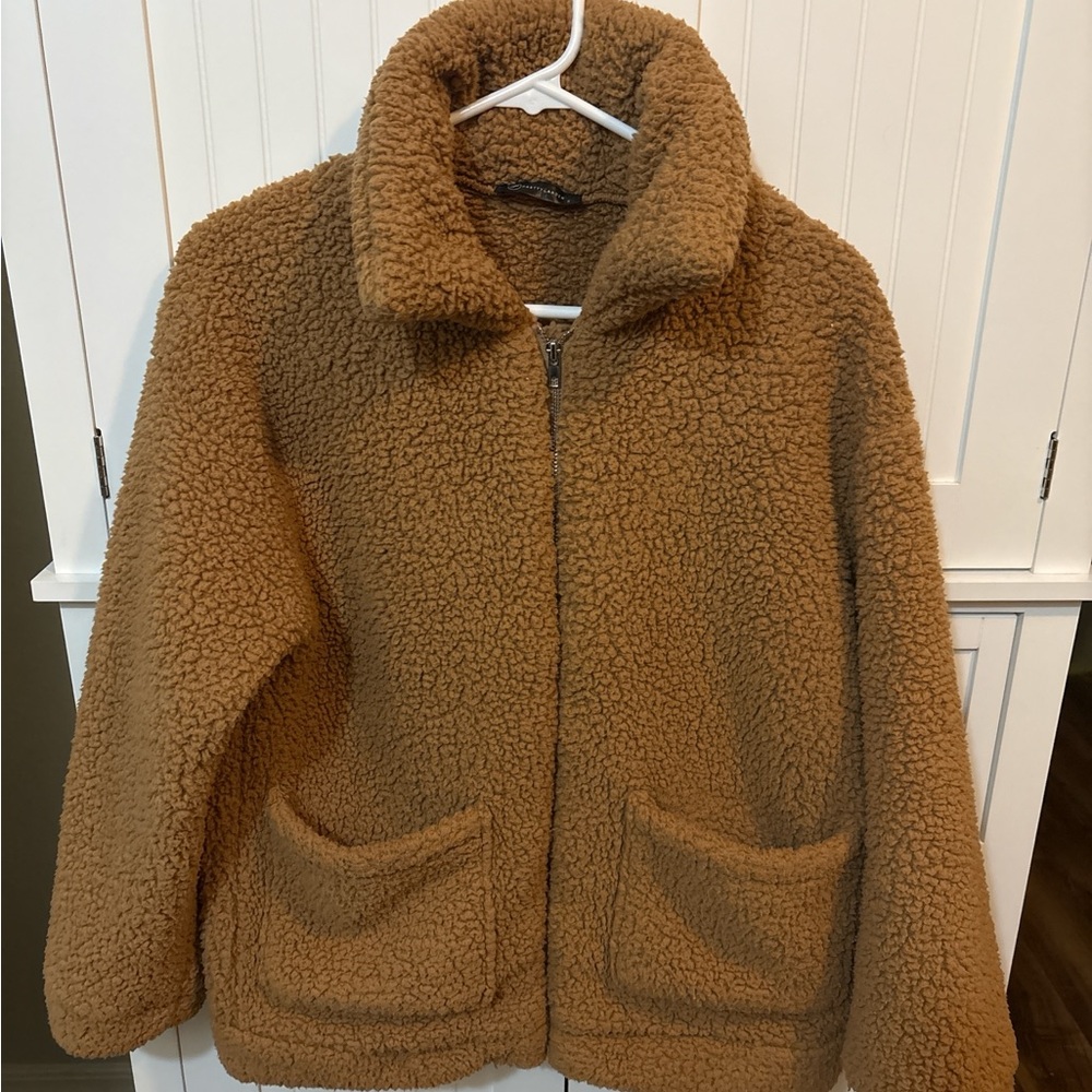 Pretty Garden Camel Sherpa Teddy Jacket Size S Cozy Fall Chic
